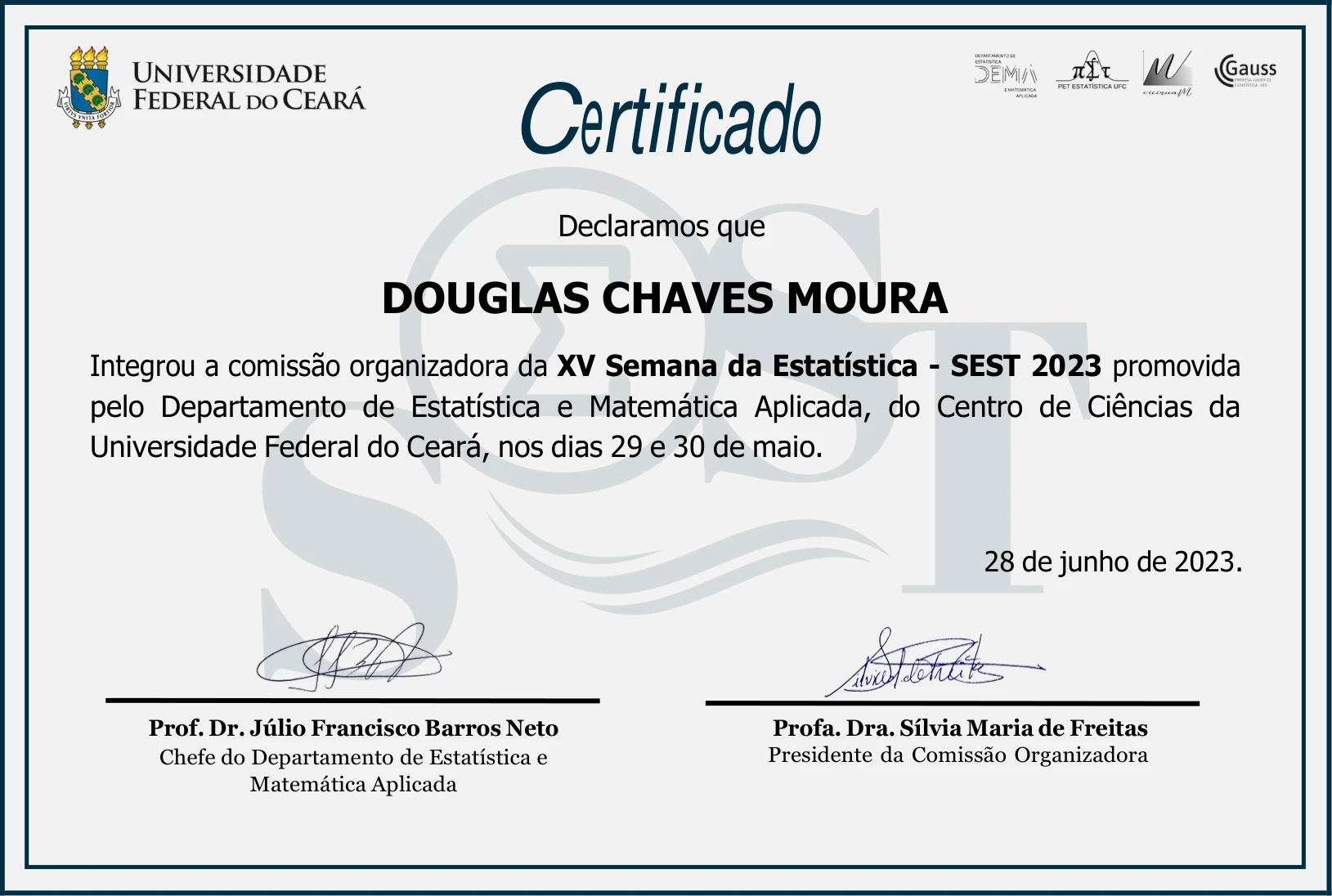 XV SEST Organização